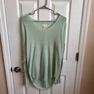 Lou & Grey for LOFT Green V Neck Long Sleeve Tunic Sweater‎ Top